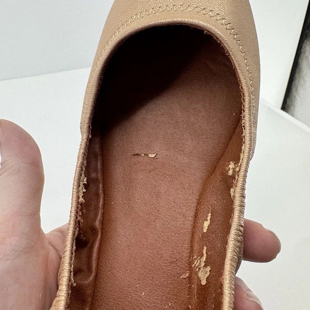 Lucky Brand Emmie Ballet Flats 7M Rose Cream Leather Slip On Boho Minimalist